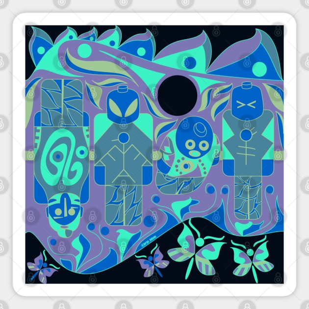 mayan ufo atlante ecopop pattern Magnet by jorge_lebeau